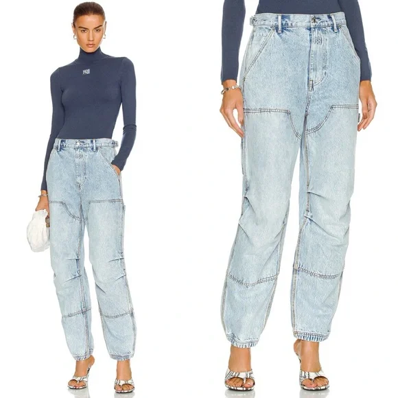 Alexander Wang Double Front Carpenter Jeans in Pebble Bleach